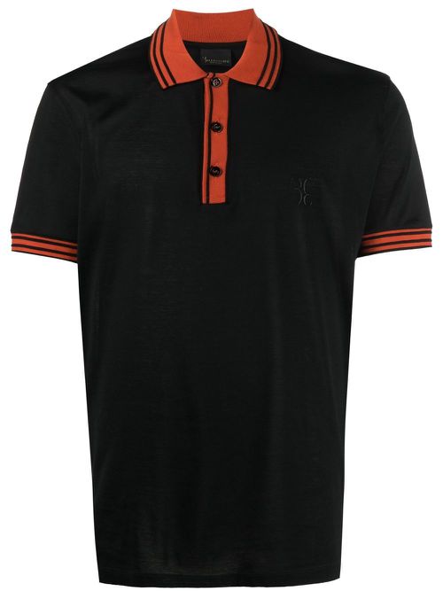 Logo-embroidered cotton polo shirt - Black