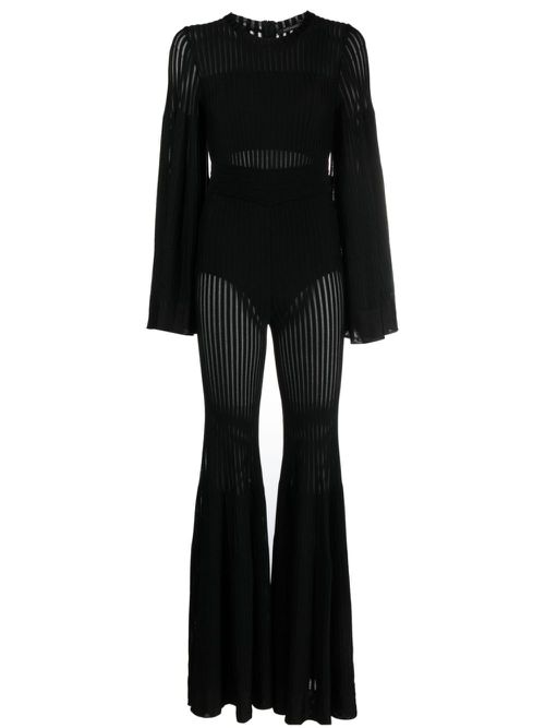 Desiree ribbed flared-design jumpsuit - Black