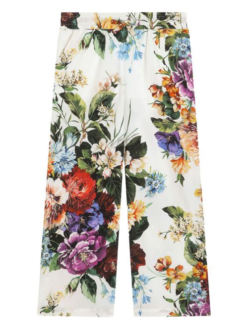 Dolce & Gabbana Kids floral-print cotton trousers - White