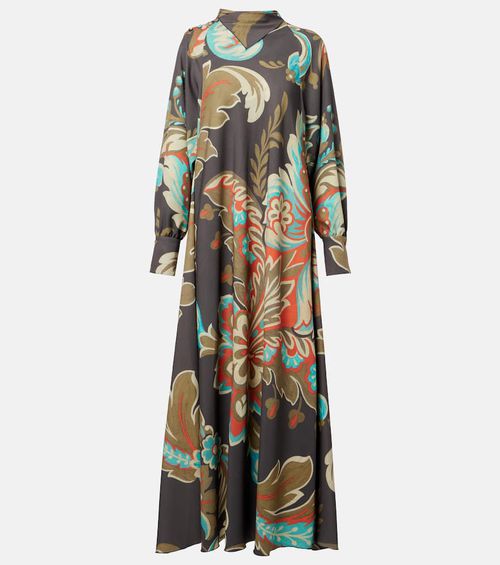 Printed asymmetric maxi dress