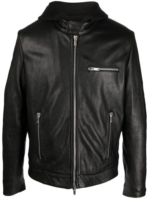 Zip-up leather jacket - Black