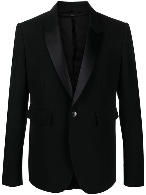 Single-breasted cotton-wool blazer - Black