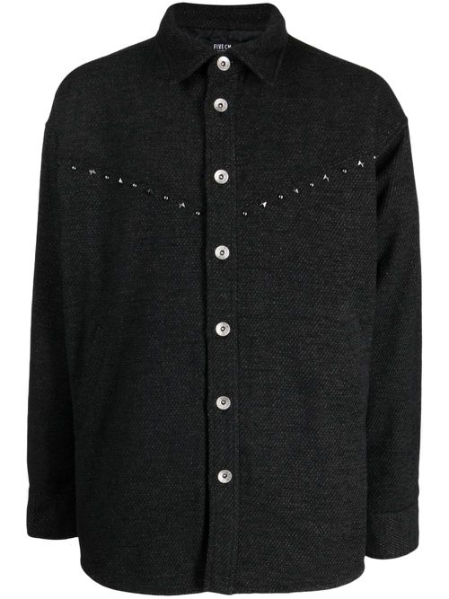 Stud-embellished drop-shoulder shirt - Grey