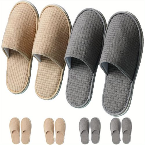 TEMU 6 Pairs Indoor Slippers, Soft And Comfortable, Washable & Quick-drying, Absorbent & Breathable, Non-electric Lightweight Slippers, Suitable For