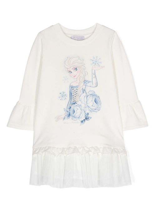 X Disney illustration-print tiered dress - White