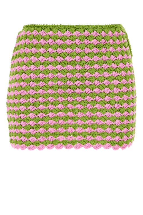 Two-Tone Crochet Mini Skirt — Green
