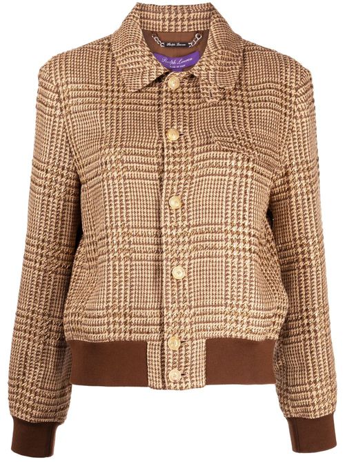 Plaid-check bomber jacket - Brown