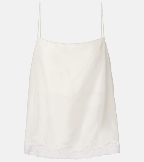 Playful Volumes lace-trimmed silk top