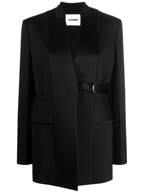 Asymmetric wool blazer - Black