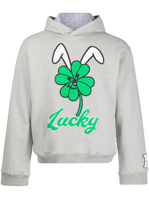 Graphic-print pullover hoodie - Grey
