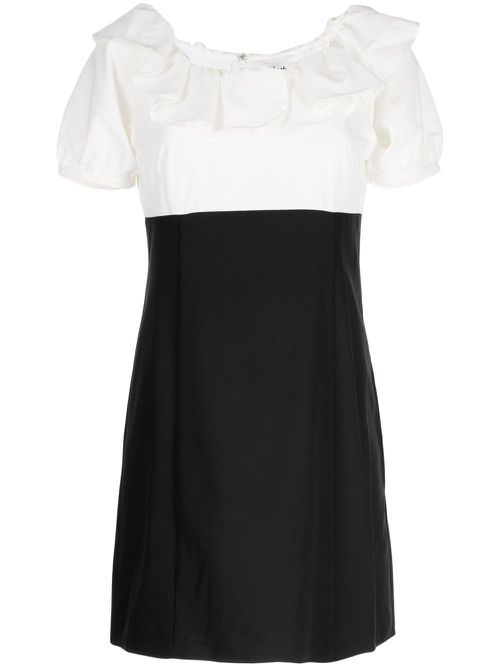 Ruffled-collar A-line minidress - White
