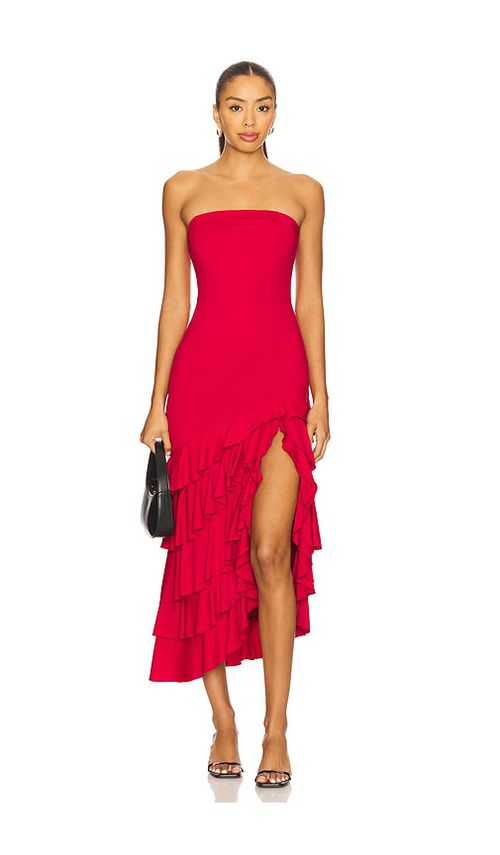 Bardot Agastina Strapless Maxi Dress in Red. - L also in