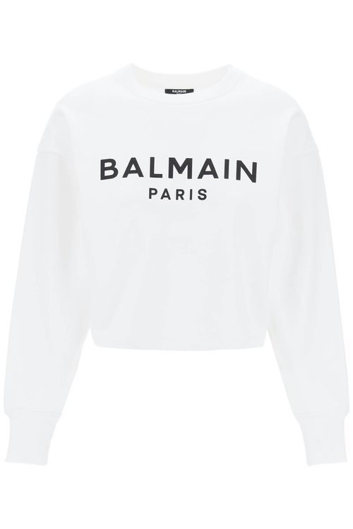 Cropped Sweatshirt With Flocked Logo