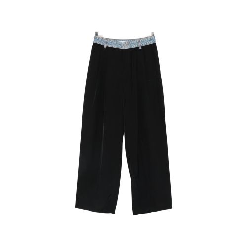 Denim-waistband Pleated Trousers