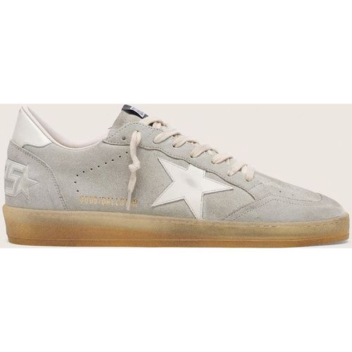 Golden Goose - Men’s Ball Star In Light Gray Suede With White Leather Star, Man