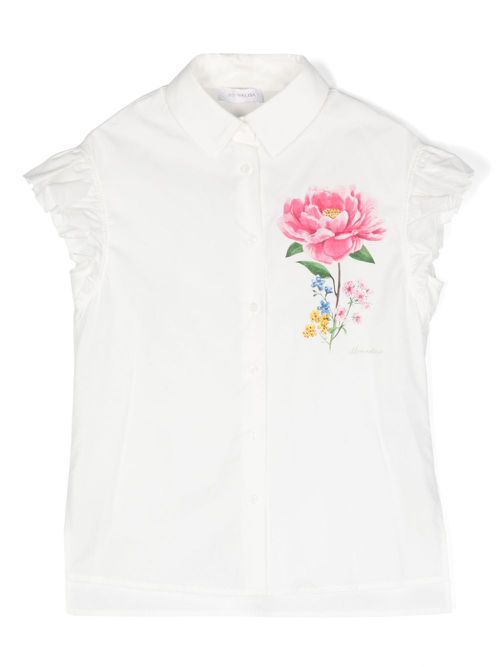 Floral-print cotton shirt - White
