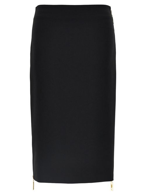 -Zip Skirt Gonne Nero-Donna