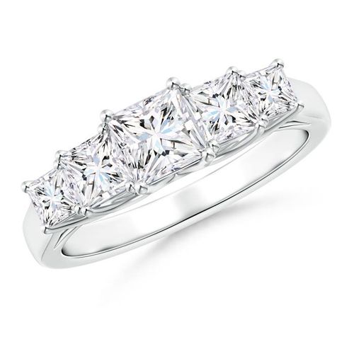 Angara 0.52 Carat Graduated Princess-Cut Trellis Diamond Five Stone Ring in 14K White Gold