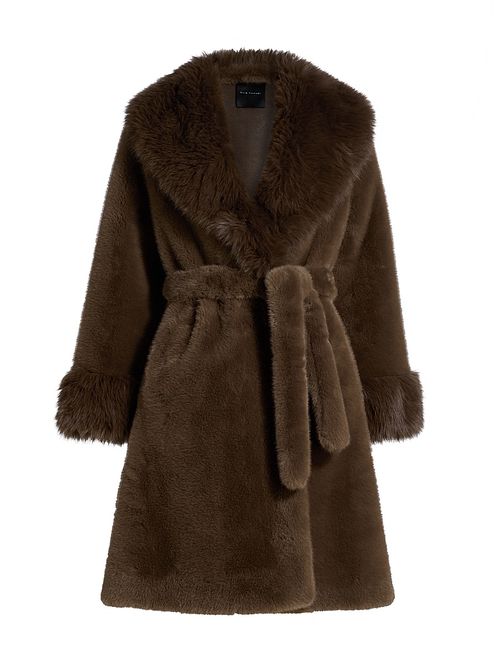 Women's Jones Faux-Fur Shawl-Collar Coat - Bistro Brown
