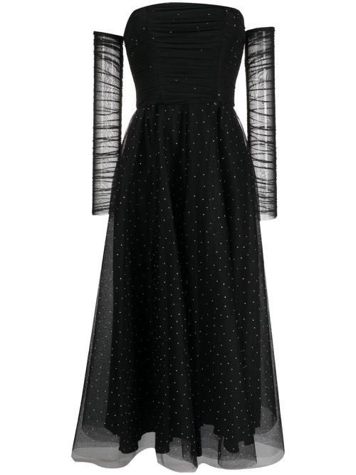 Crystal-embellished off-shoulder dress - Black