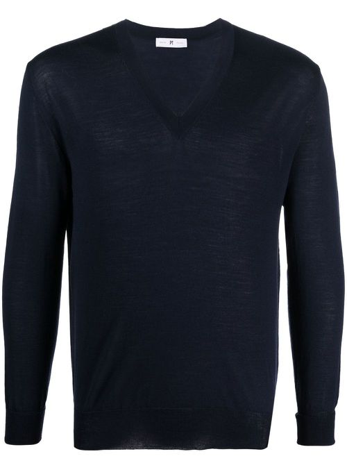 V-neck knitted jumper - Blue