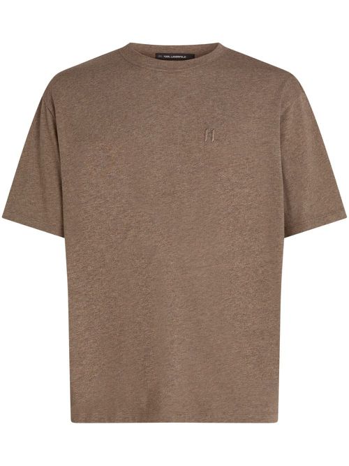 Embroidered-monogram t-shirt - Brown