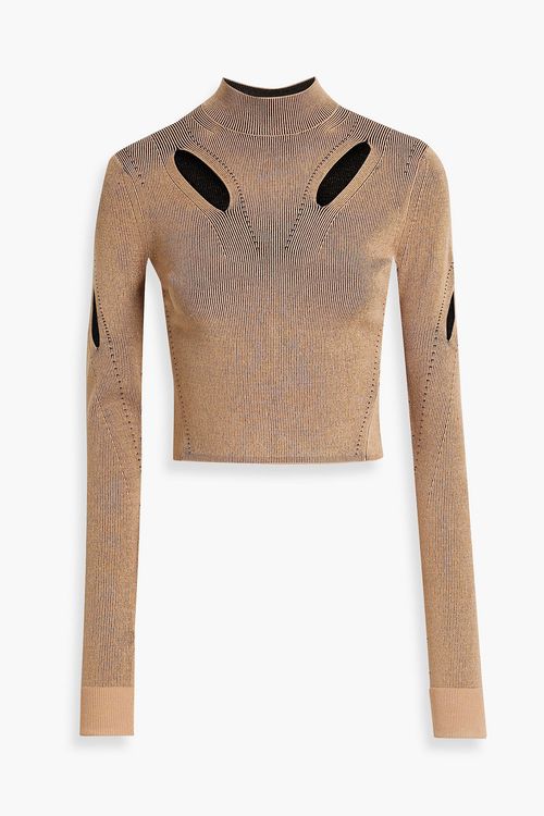 Cutout ribbed-knit sweater