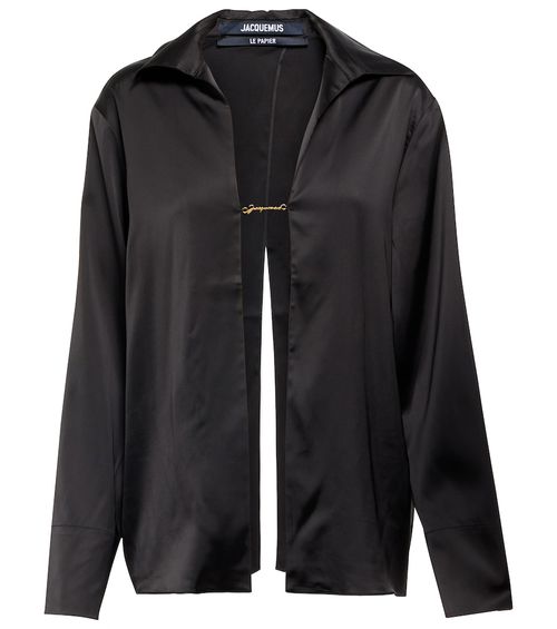 Logo-charm satin shirt