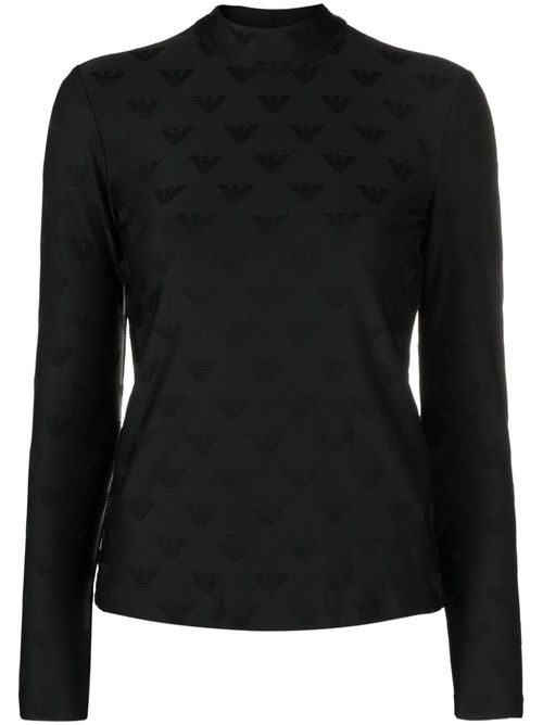 Logo-jacquard high-neck T-shirt - Black