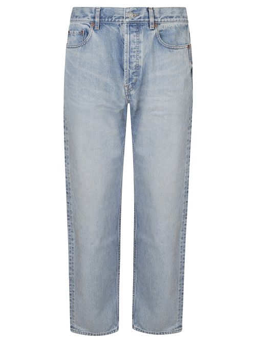 Straight-Leg Jeans with Padded Logo Patch for Men