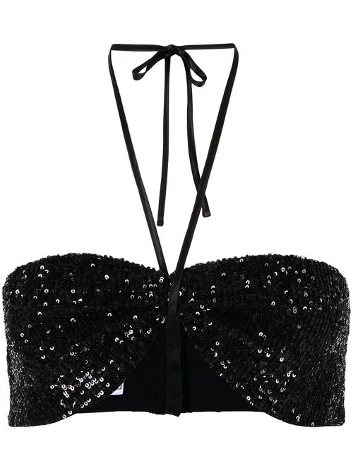 T Patty sequinned bustier cropped top - Black