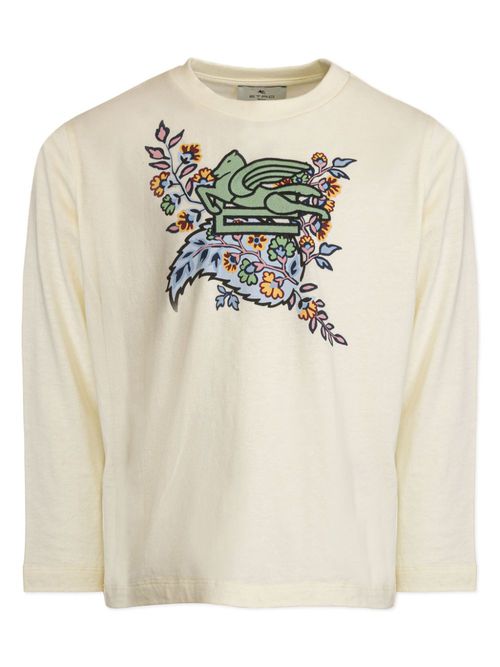 Pegaso-motif T-shirt - Neutrals