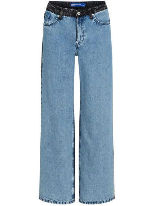Colour-block mid-rise jeans - Black