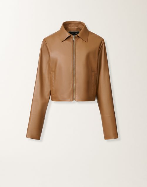 Boxy jacket in lissé nappa, wicker