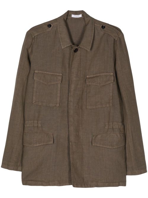 Linen chambray shirt jacket - Brown