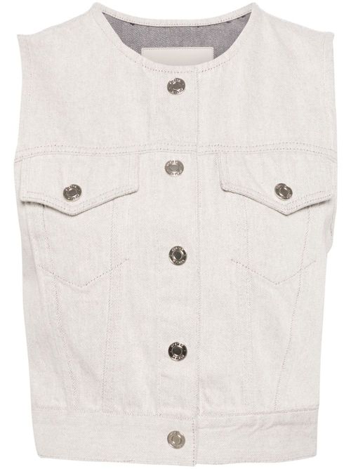 Collarless denim vest - Grey
