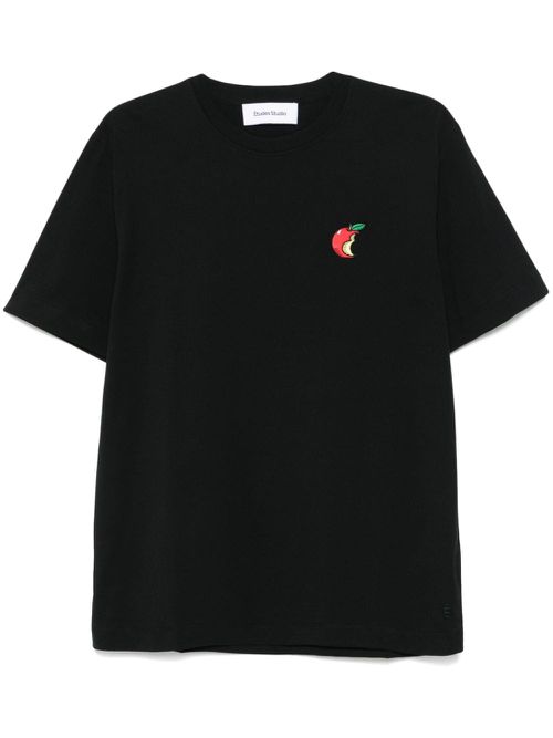 Embroidered-apple T-shirt - Black