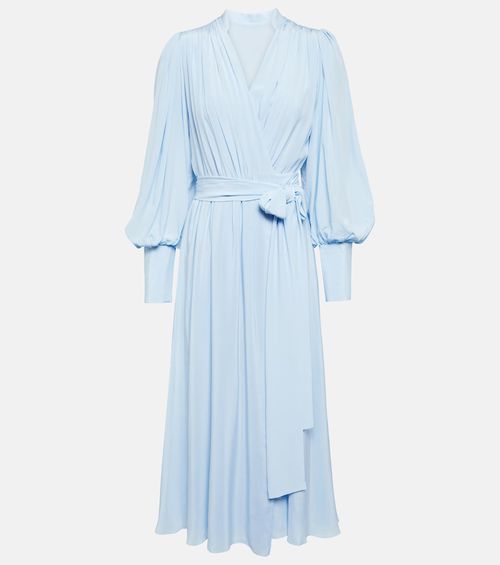 Draped silk midi dress