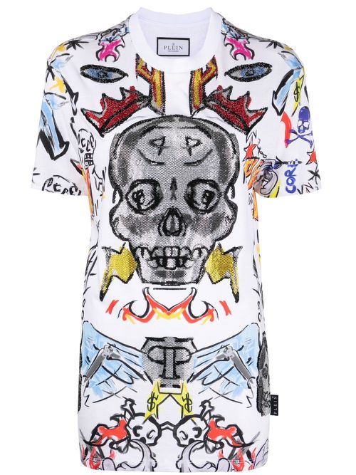 Man Fit Crystal Skull T-shirt - White