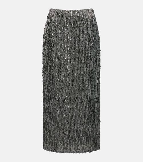 Sequined high-rise pencil skirt