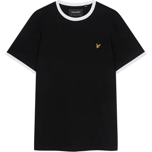 Lyle & Scott Mens Branded Black Ringer T-shirt Cotton - Sma