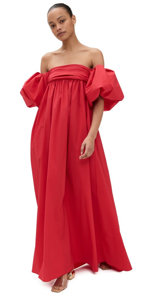 Caroline Constas | Emilia Ruched Empire Maxi Dress High Risk Red | Realry