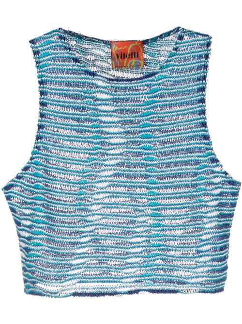 Semi-sheer cropped top - Blue