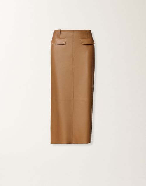 Nappa lissé pencil skirt, wicker