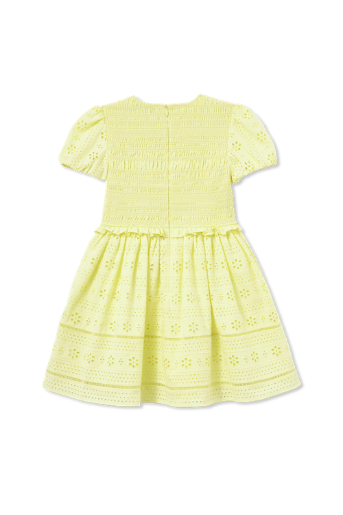Dress With Openwork Trim, Unisex, Yellow