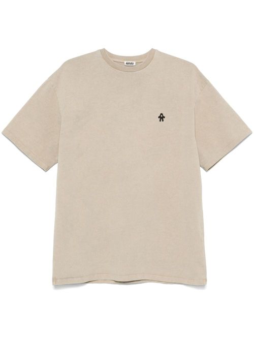 Embroidered-logo T-shirt - Neutrals