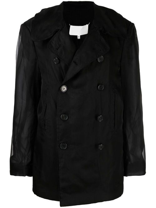 Double-breasted organza jacket - Black
