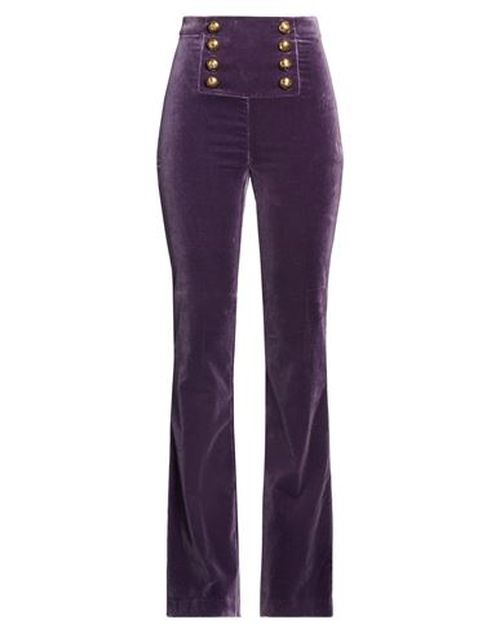 Woman Pants Dark purple Size 10 Cotton, Elastane