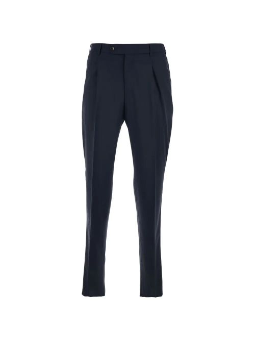 Relaxed-Fit Virgin Wool Trousers with Zip and Button Closure