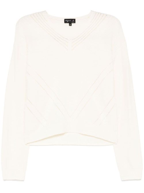 Geometric v-neck jumper - Neutrals